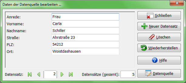 Heyer's Karten-Studio - Seriendruck: Datenquelle
