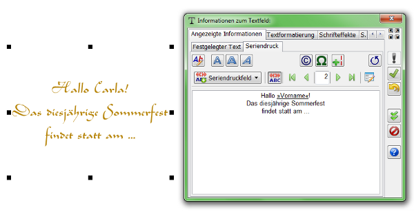 Heyer's Kalender-Studio - Textfeld: Seriendruck