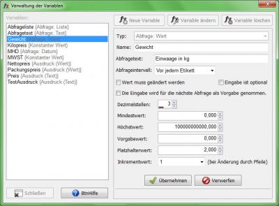 Heyer's Etiketten-Studio Pro - Variablen