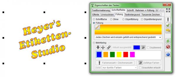 Heyer's Etiketten-Studio Pro - Text